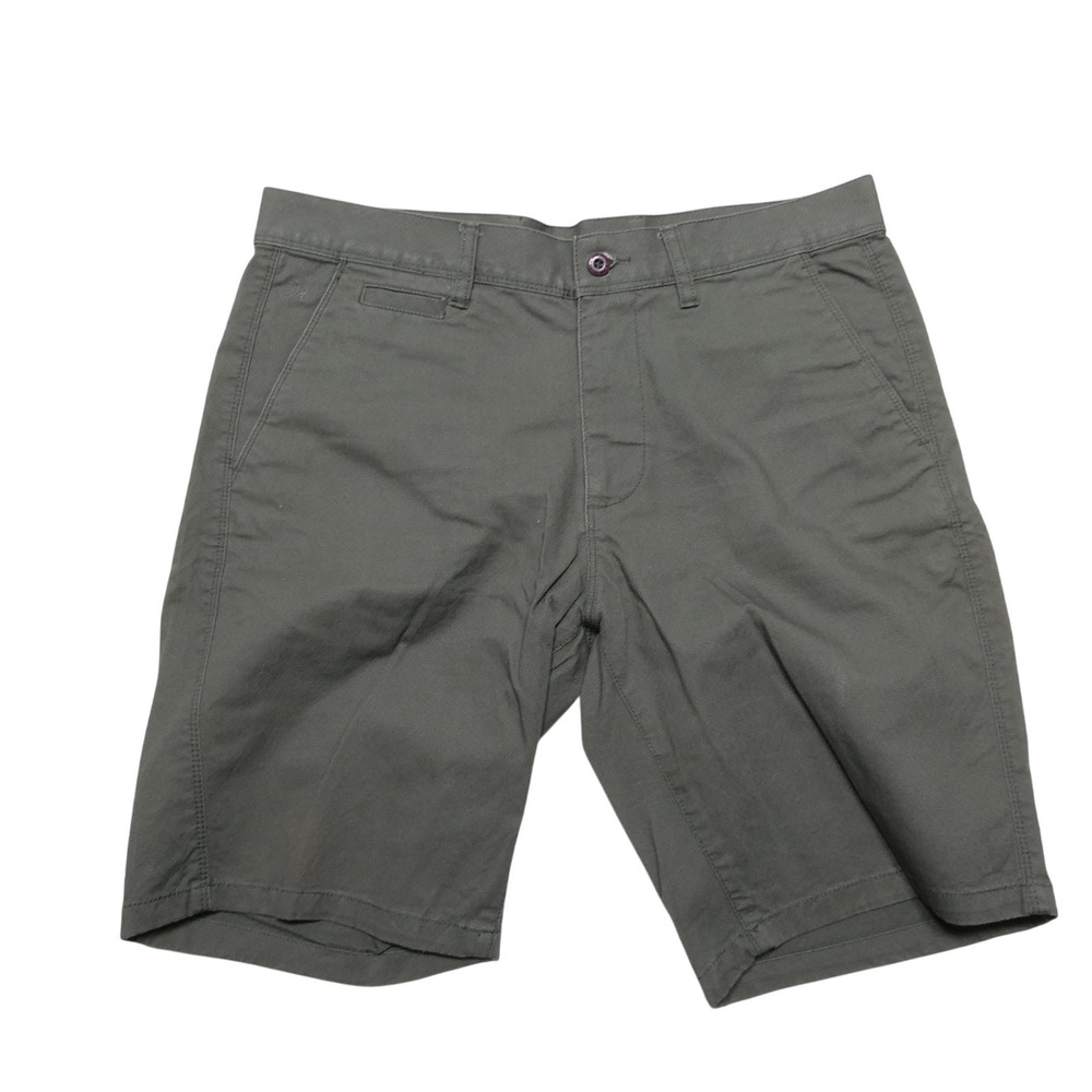 John Miller Shorts Mens 34 Green Herringbone Chino‎ Slim Fit 9 Inch Inseam